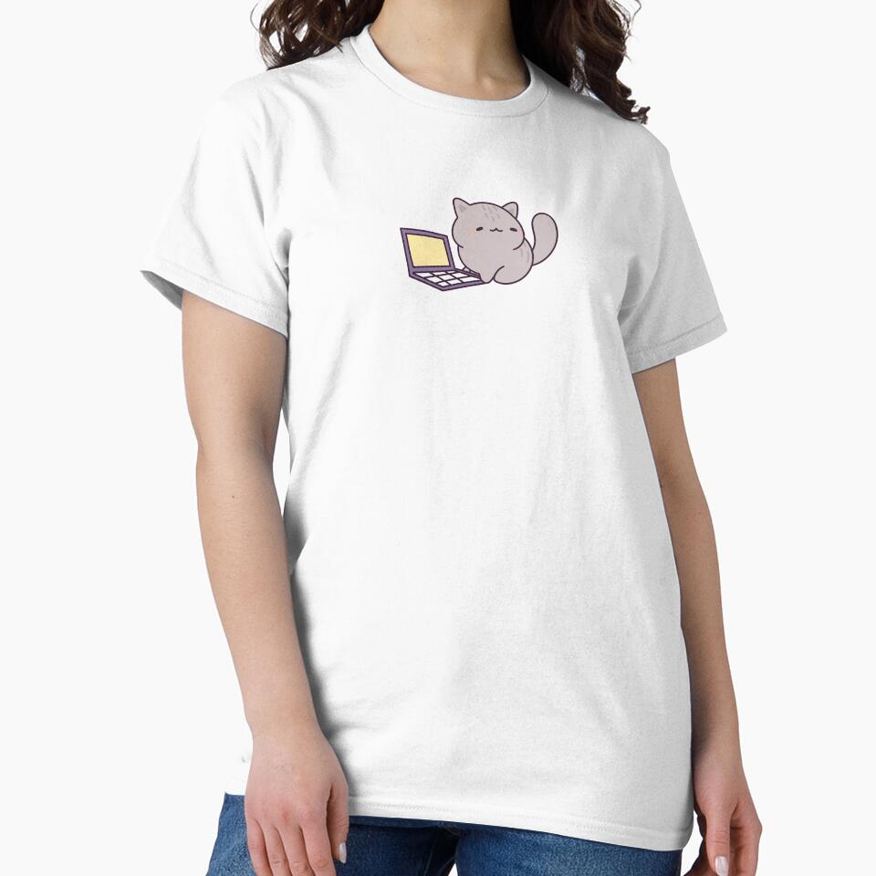 Cute Cat with Laptop – Work From Home Kitty by modyrn
