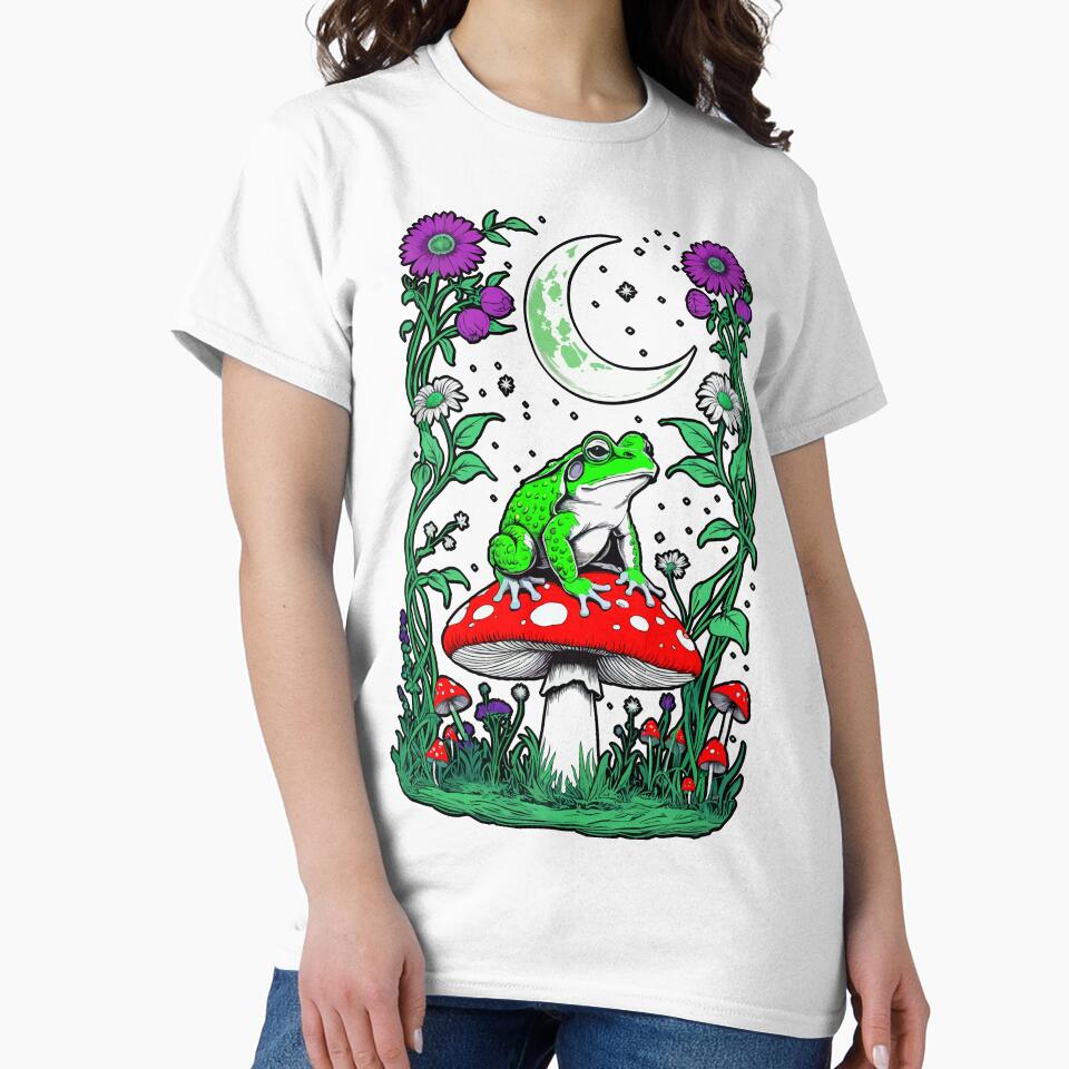 Toad on Toadstool Under Moonlight – Magical Forest Art by VikArtStudio