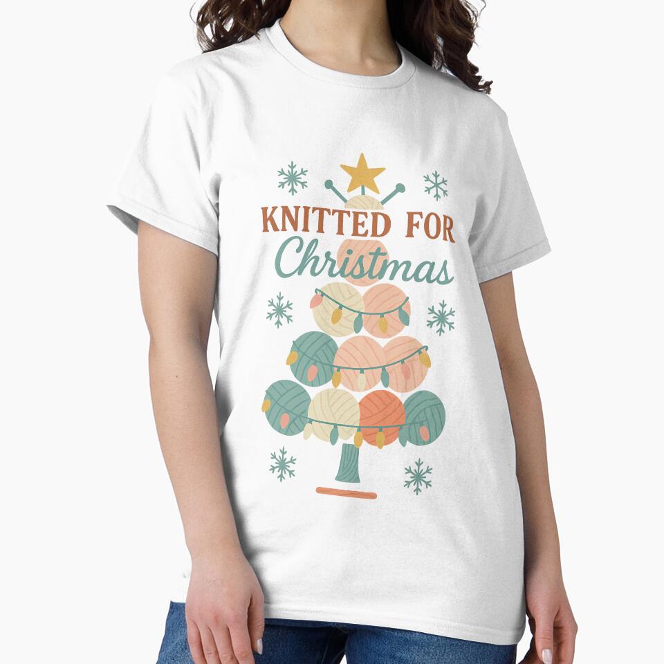 Knitted For Christmas | Cozy Holiday Knitting Shirt | Festive Craft Typography Design by PaintedPixels01