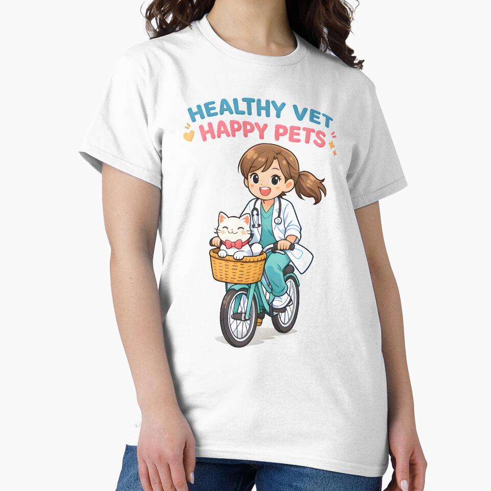 Healthy Vet Happy Pets Cycling Shirt | Veterinary Fitness Lifestyle Dog Cycling Design by Bettybee00