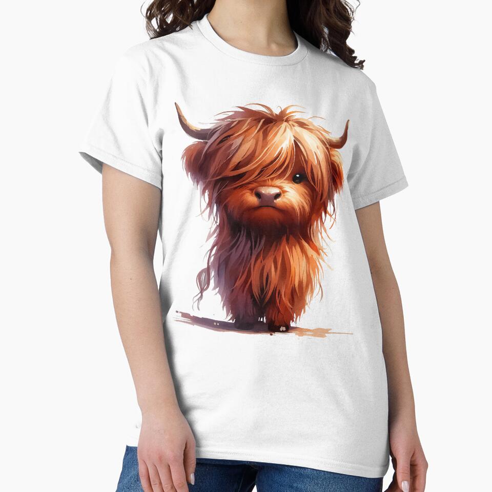 Watercolor Scottish Hairy Highland Cow by TomFrontierArt
