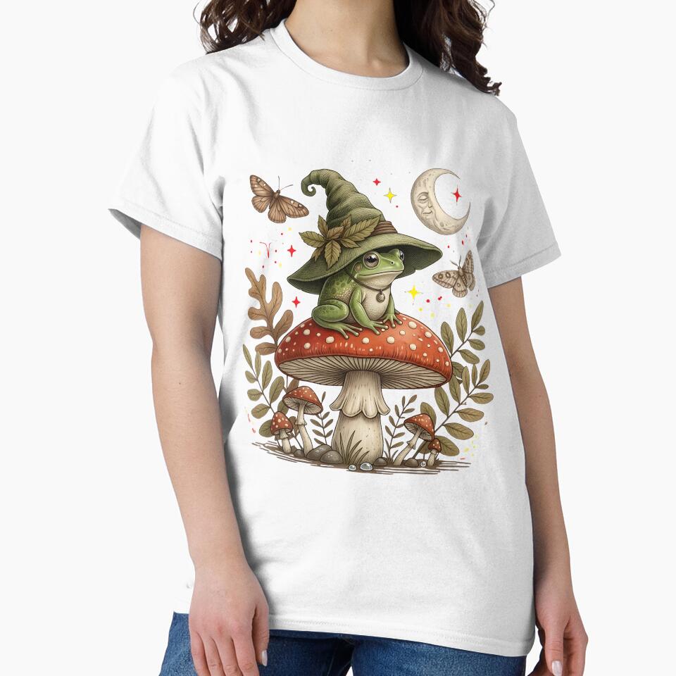 Whimsical Frog Wizard on Forest Mushroom by PholPol1959
