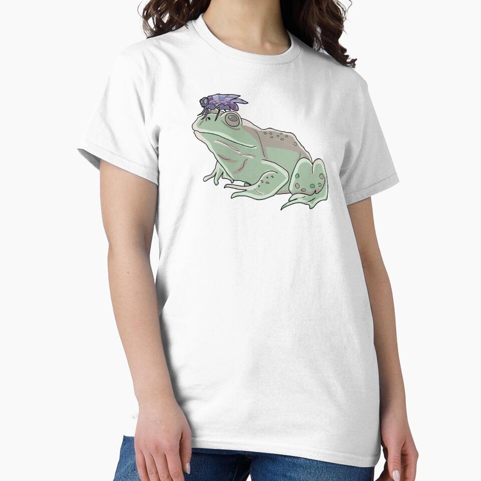 Frog with Fly Illustration - Cottagecore and Goblincore Aesthetic Art by LeshanArt