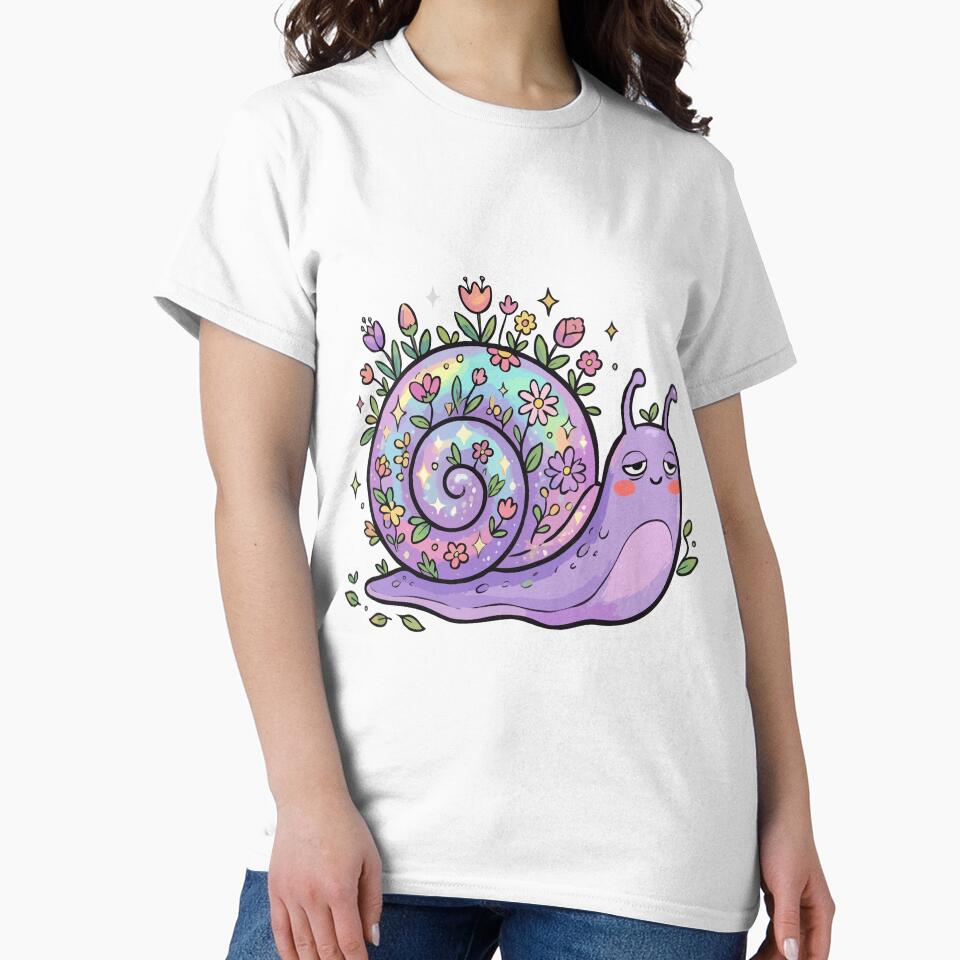 Iridescent Floral Shelled Purple Snail by Emegan Print Art
