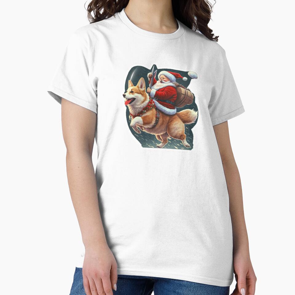 Christmas corgi and Santa Claus sticker by Victorsju