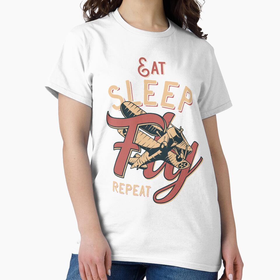 Eat Sleep Fly Repeat Gift, Trendy Airplane Pilot Premium T-Shirt by ab-studio
