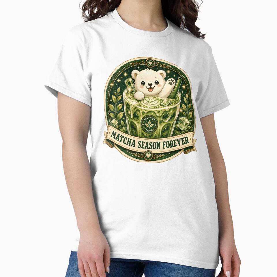 Cute Matcha Iced Latte Bear Aesthetic by BrewmarkStudio