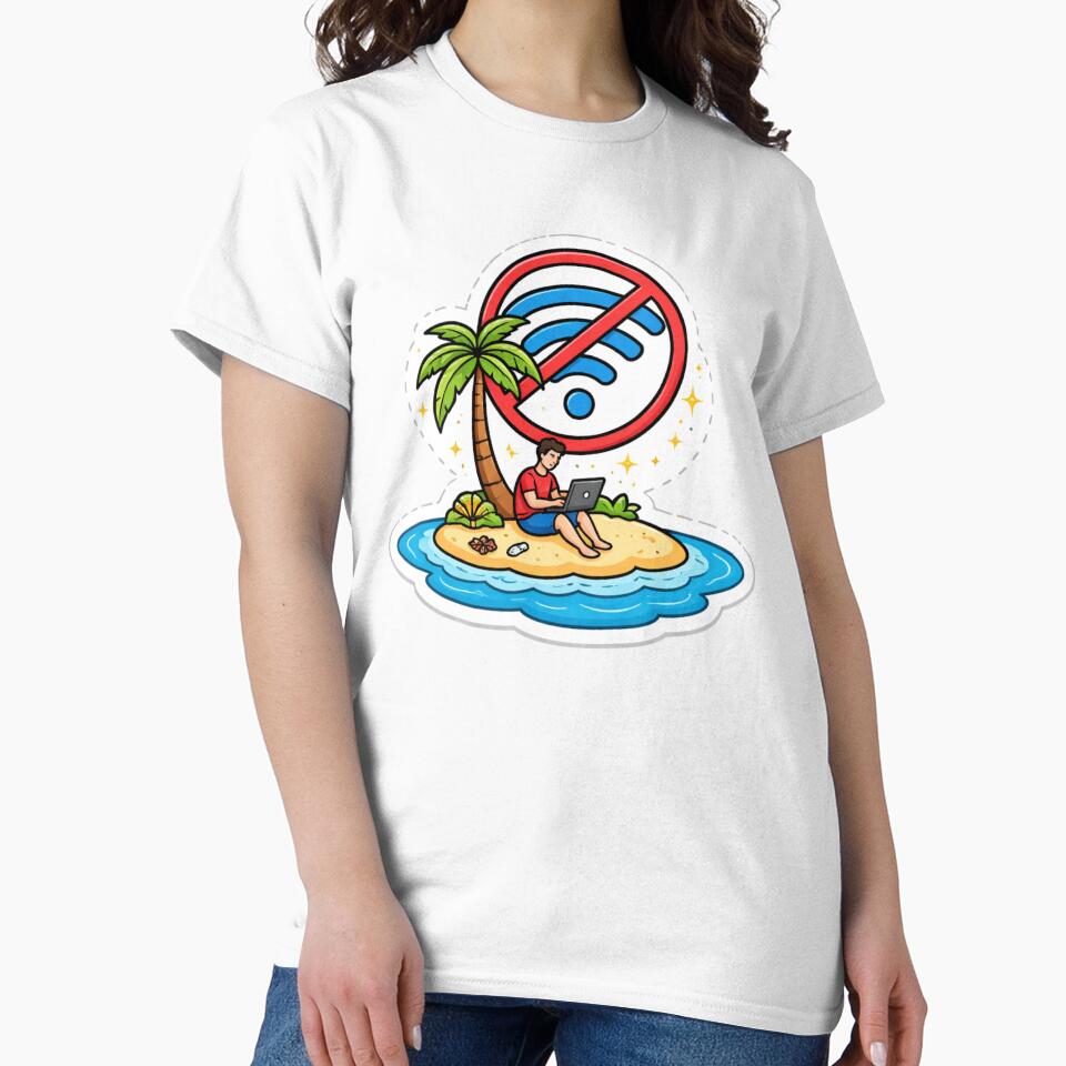 No WiFi No Problem Remote Work Digital Nomad Beach Laptop Design by ZYNORAworld