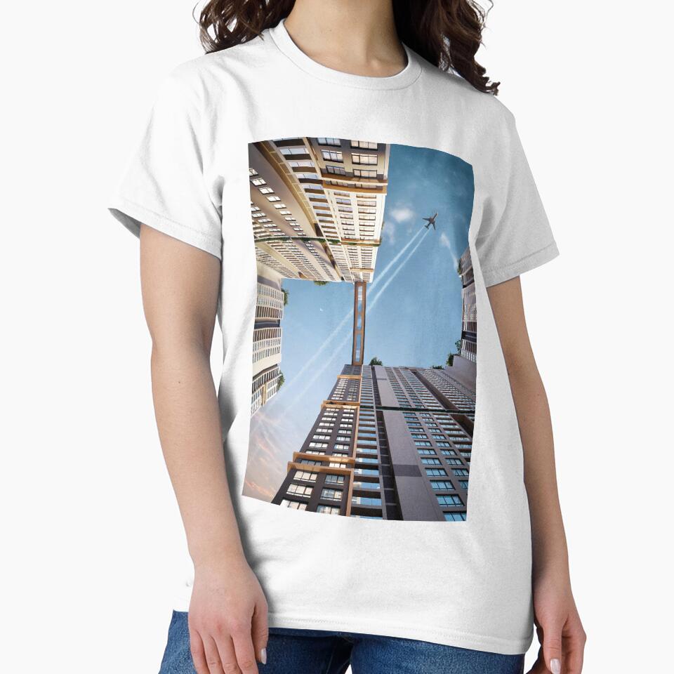 [Graphic] Airplane flying over buildings by VinBasis