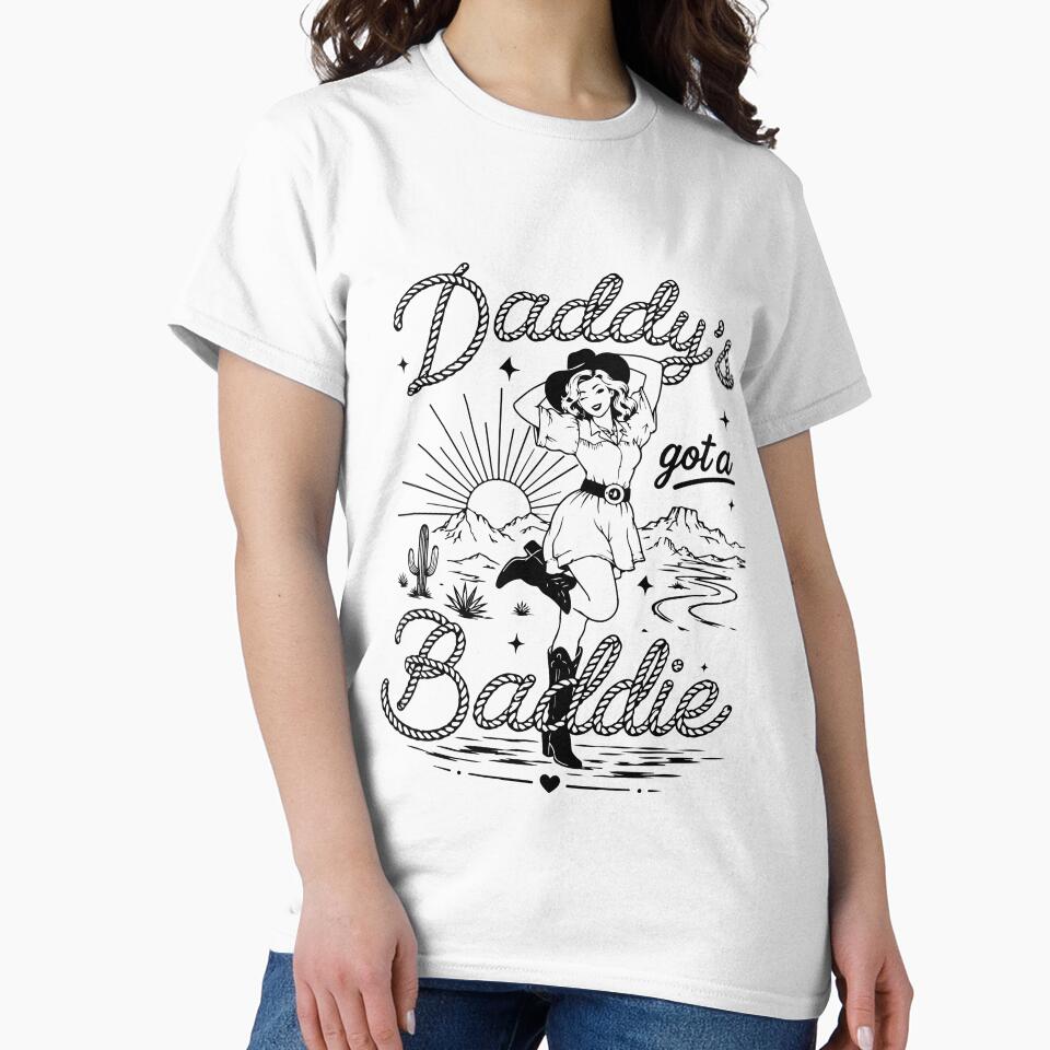 Daddys Got A Baddie Funny Cowgirl Vintage Western Rodeo Design by kiralynstration