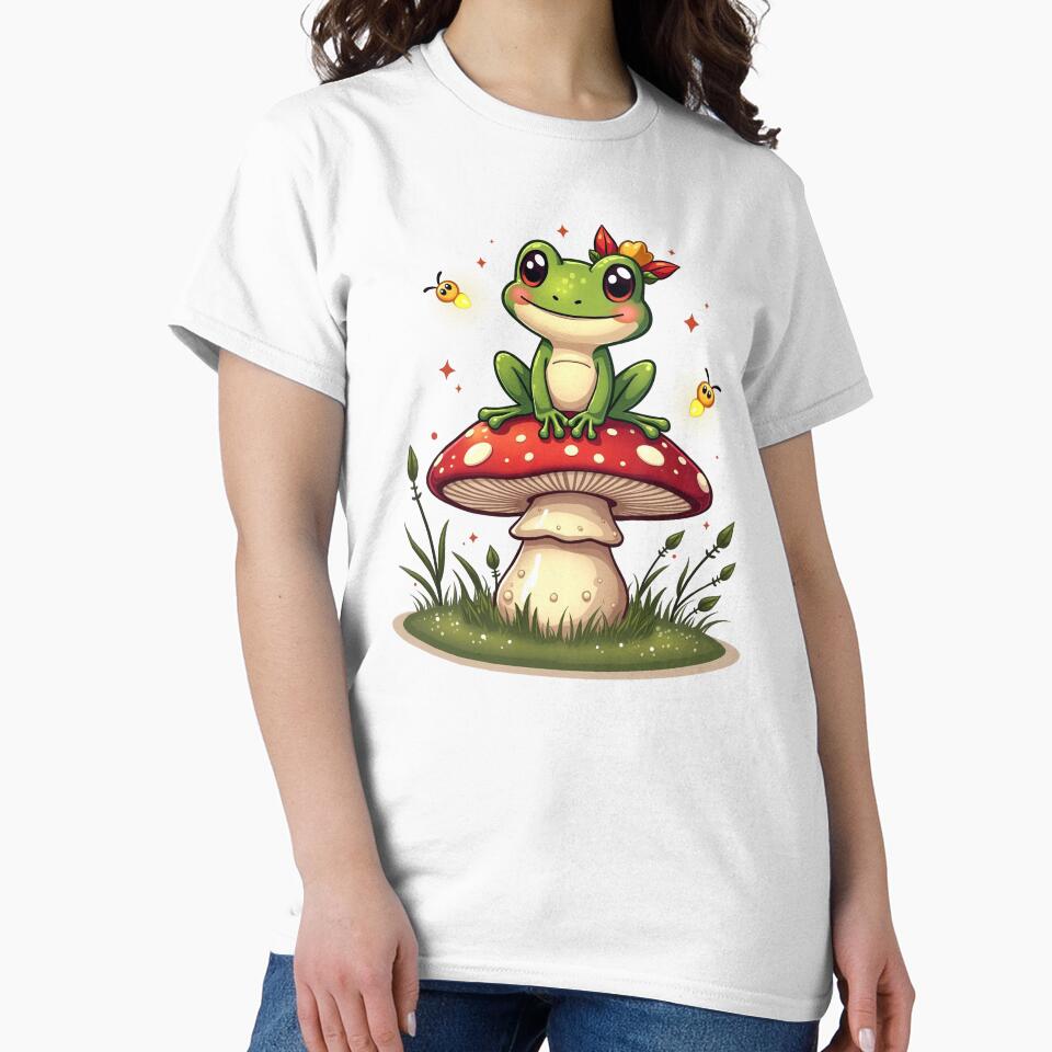 Cute Frog on Mushroom by Bulwshop