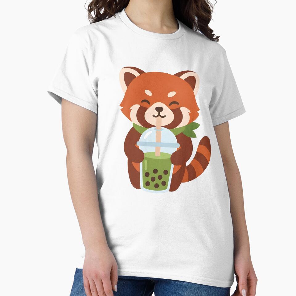 Matcha Boba Red Panda - Kawaii Aesthetic by BlueCoyoteDigital