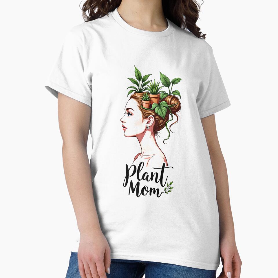 Plant Mom Houseplant Lady Portrait Botanical Illustration by Abe Studio