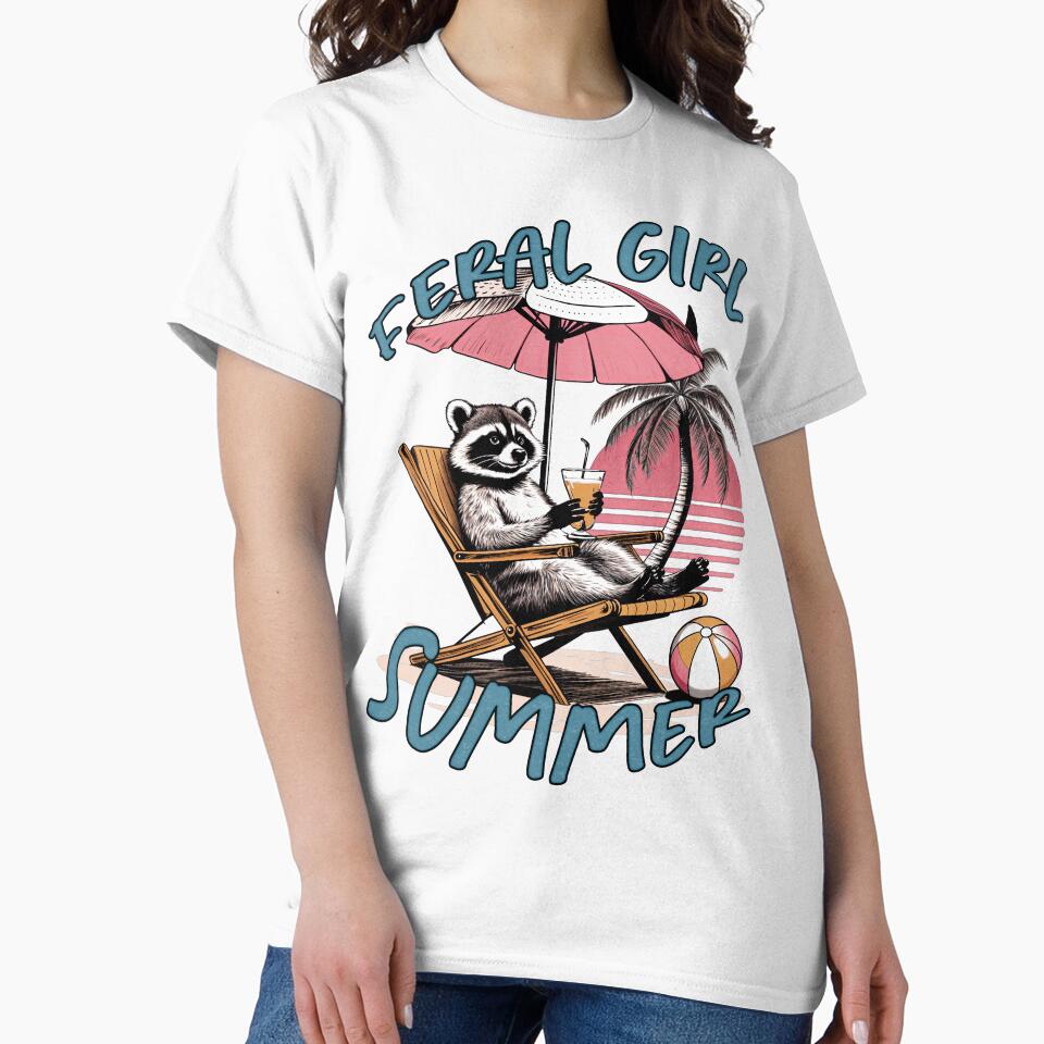 Feral Girl Summer, Beachy Raccoon by Quirkmoji