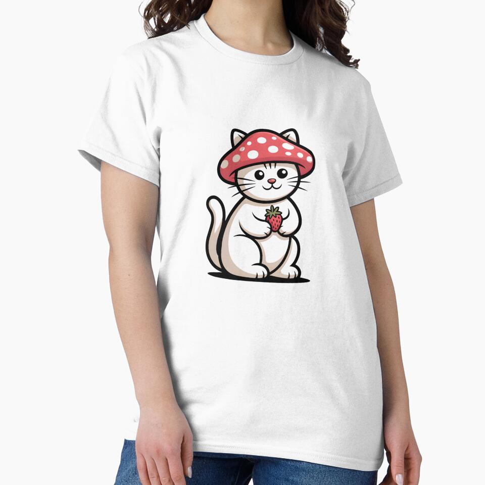 Minimalist Mushroom Hat Cat by Mr-wow