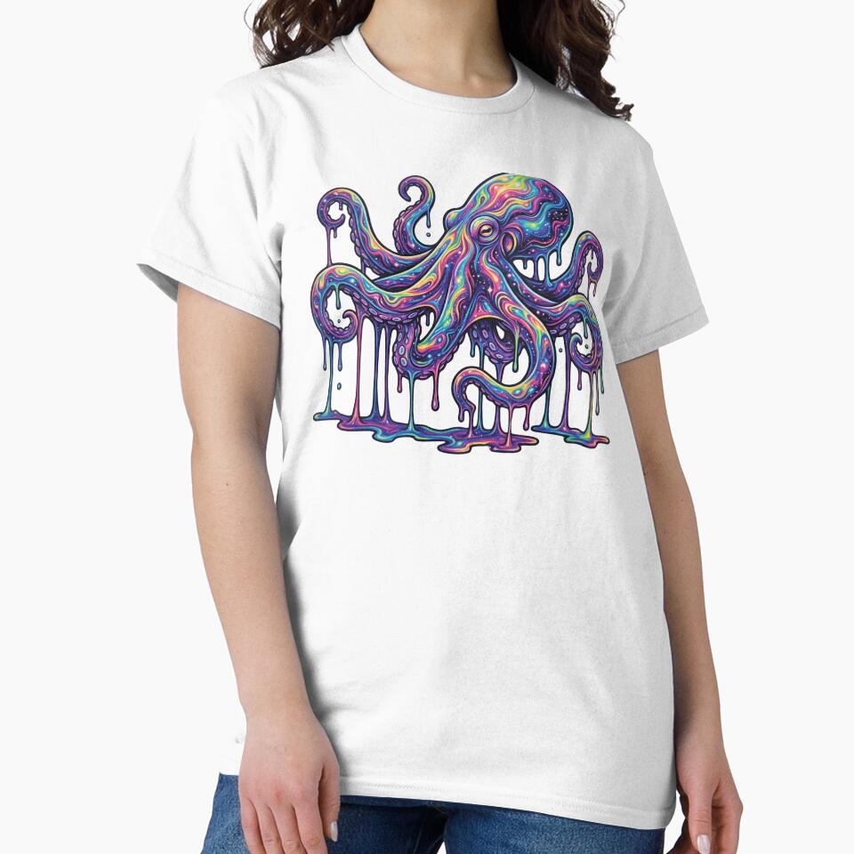 Psychedelic Melting Space Octopus Trippy Cosmic Kraken by Ink & Void Co.