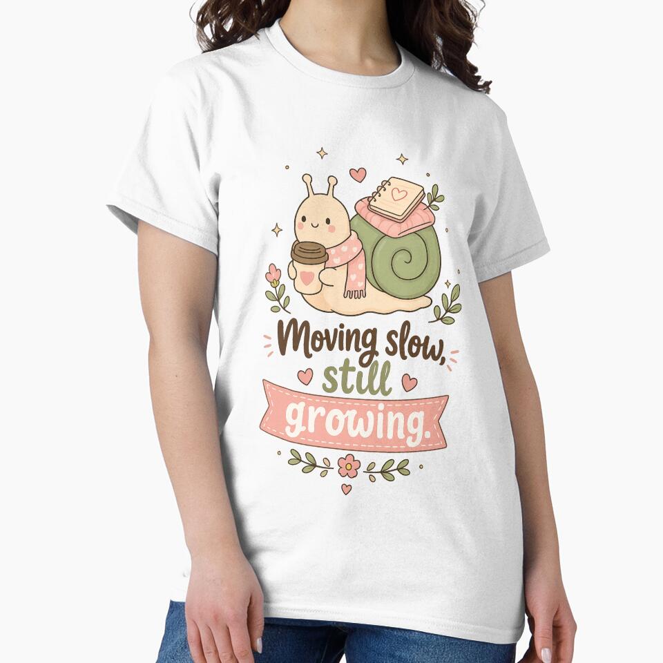 Moving Slow Still Growing Cute Cozy Snail Self Care Sticker by LittleJoyStudio.Art