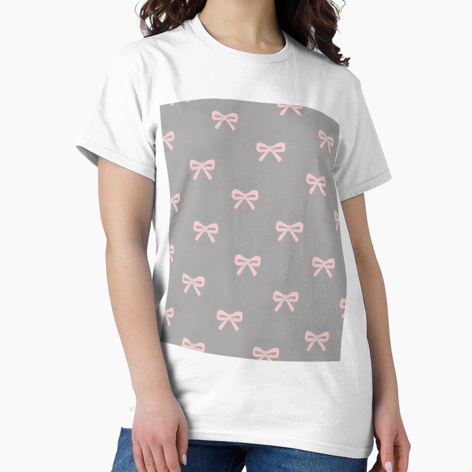 Pink Bows Grey Pattern by SassyArtistry