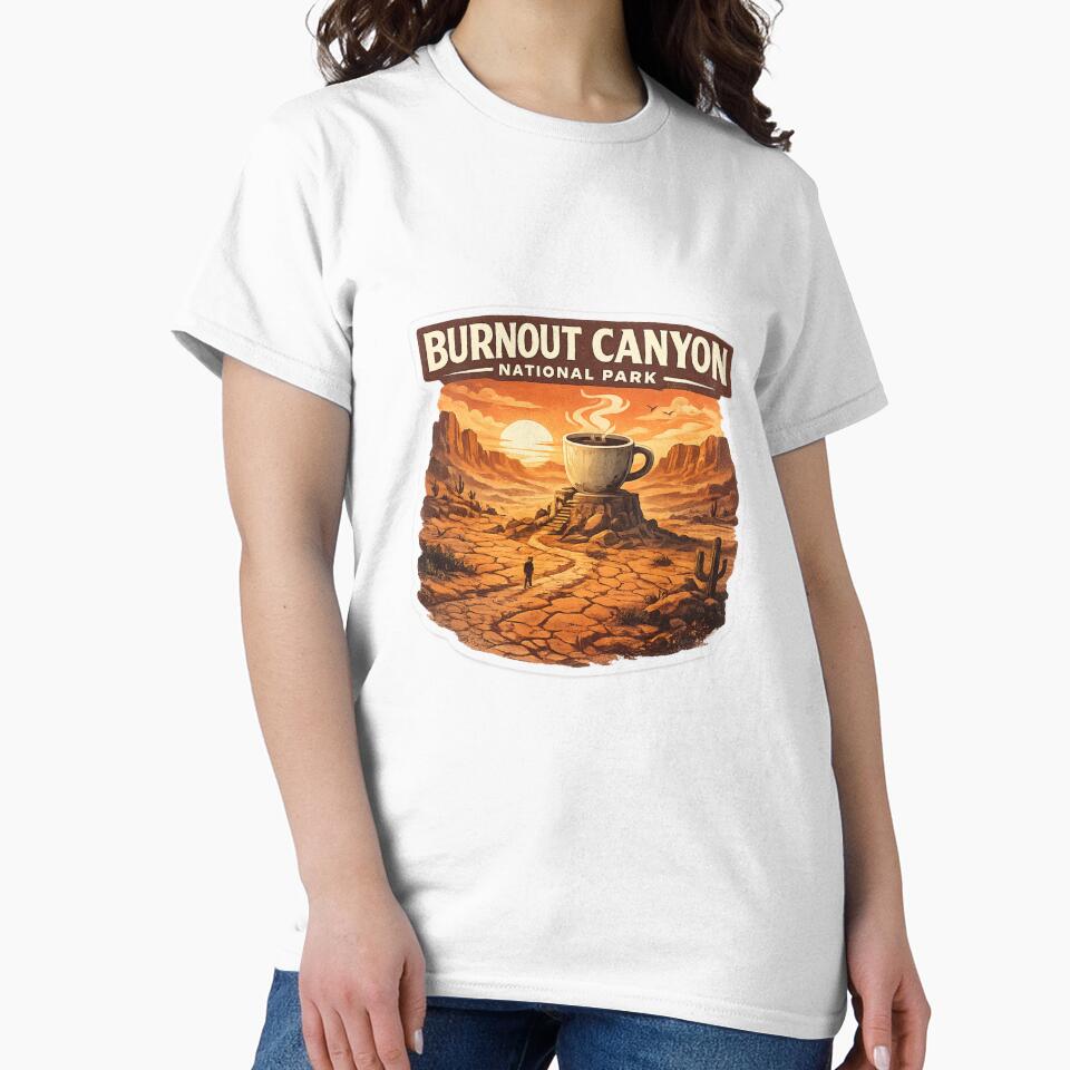 Burnout Canyon National Park Sticker | Funny Coffee Lover Vintage Travel Poster | Burnout Humor Gift by MrDev