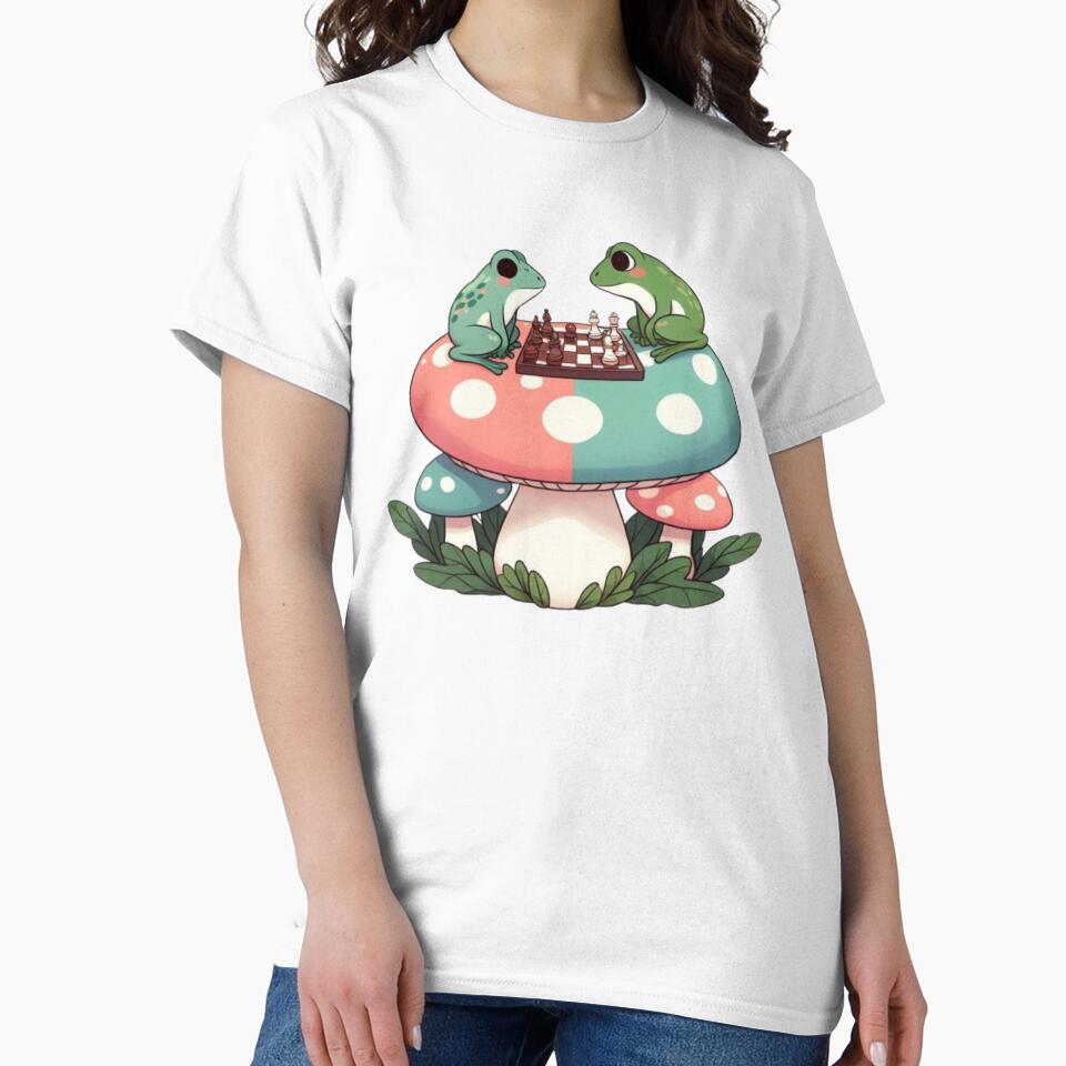 Chess Frogs on Mushroom – Whimsical Design by Dogandesighn