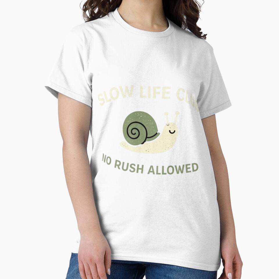Slow Life Club Shirt – No Rush Allowed – Minimal Sloth Lifestyle Design by Tropivaro