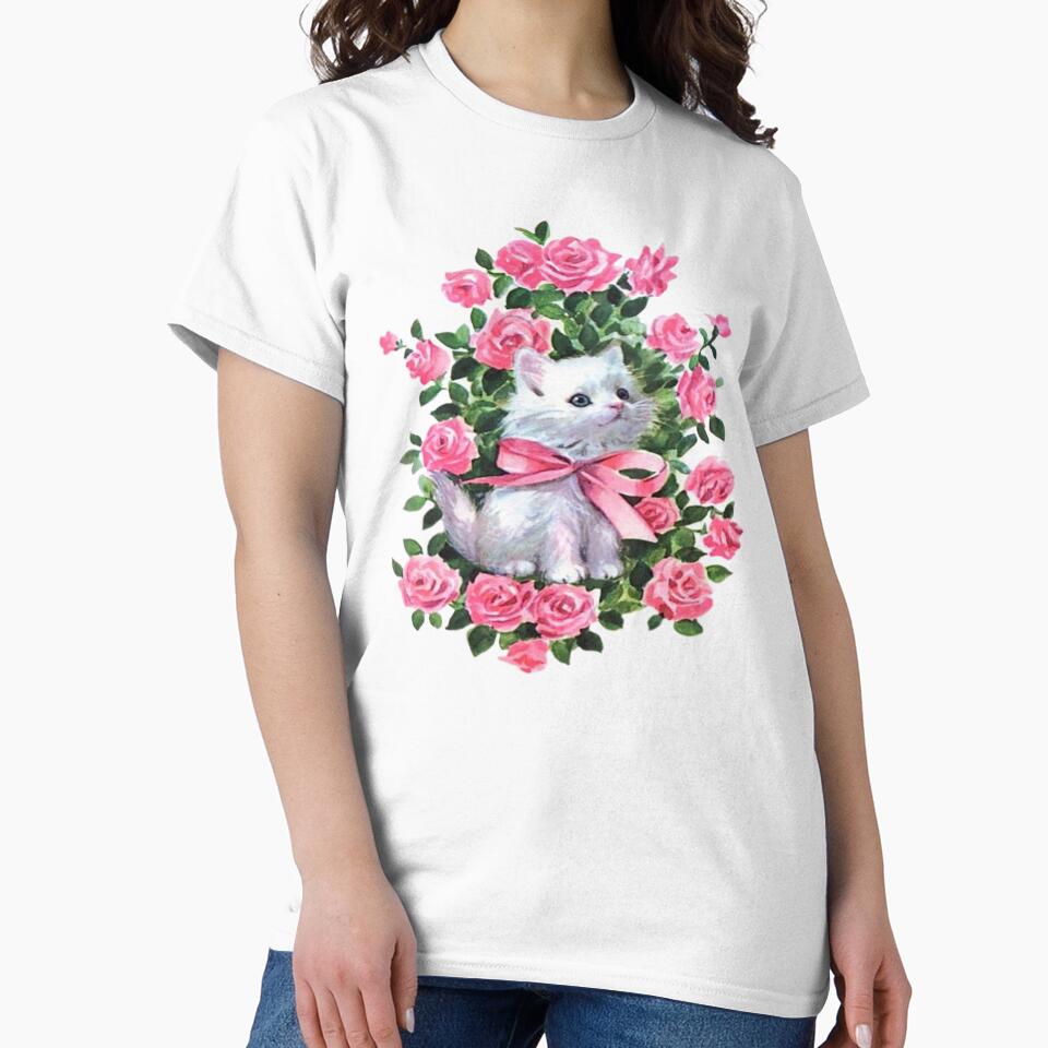 Vintage cat with roses by Pixiedrop