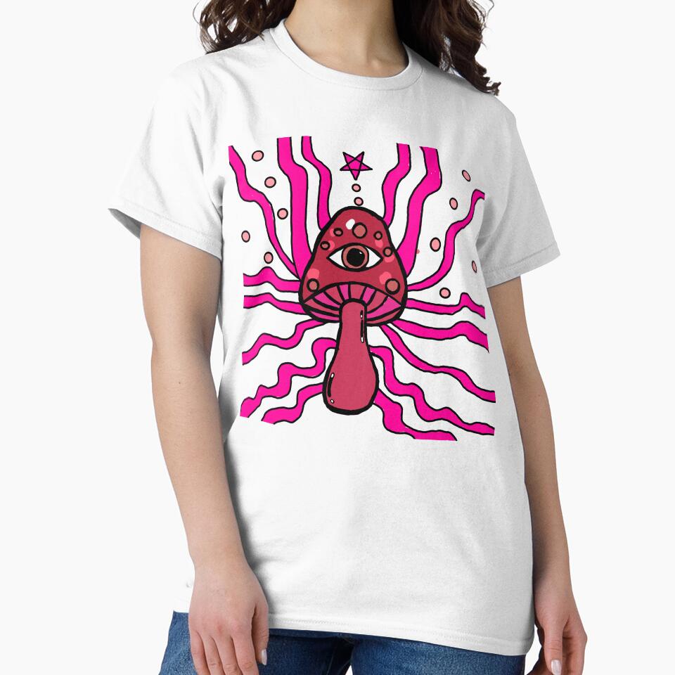 Pink shroom trippy art by Nicca-