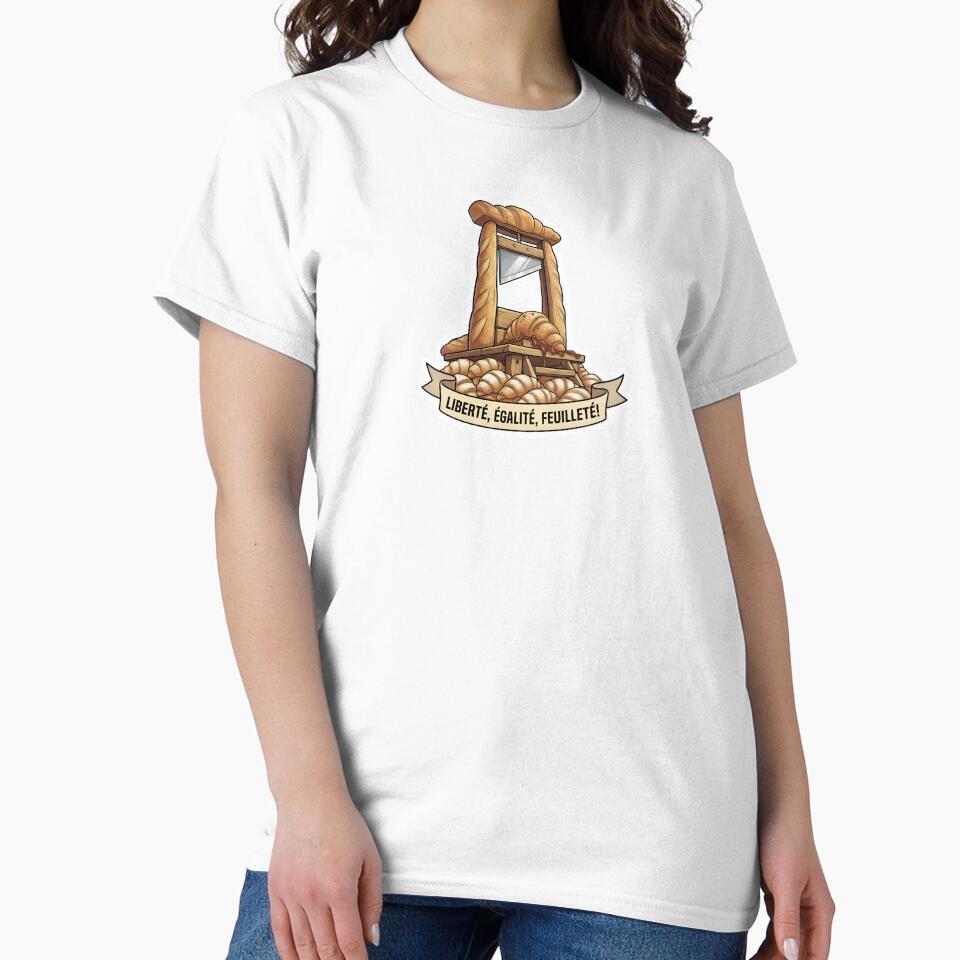 Everything I Am I Owe To Bread - Funny Croissant Guillotine Baker Pun by SarashiArt