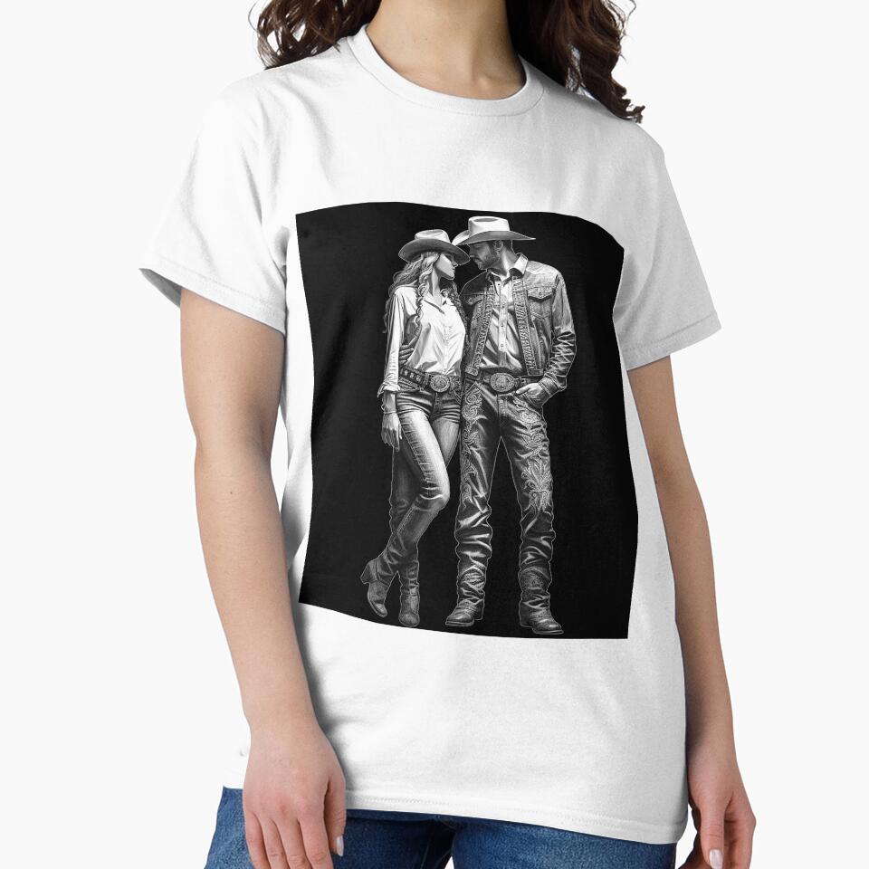 Black and White Western Cowboy Couple Country Romance by inkoutninja