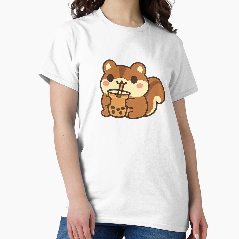 Cute Squirrel Drinking Matcha – Kawaii Green Tea Lover Cartoon Design by Ach&Koor