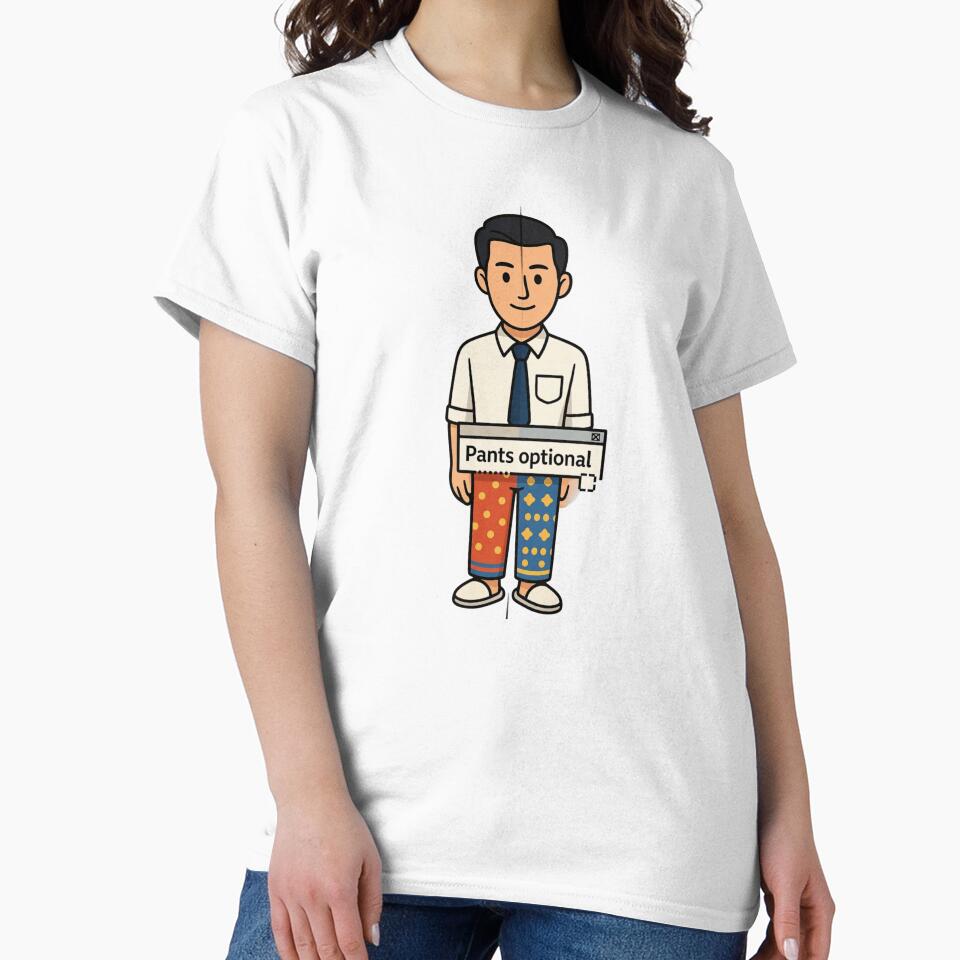 Funny WFH Pants Optional Sticker - Business Top Pajama Bottom Humor by ZYNORAworld