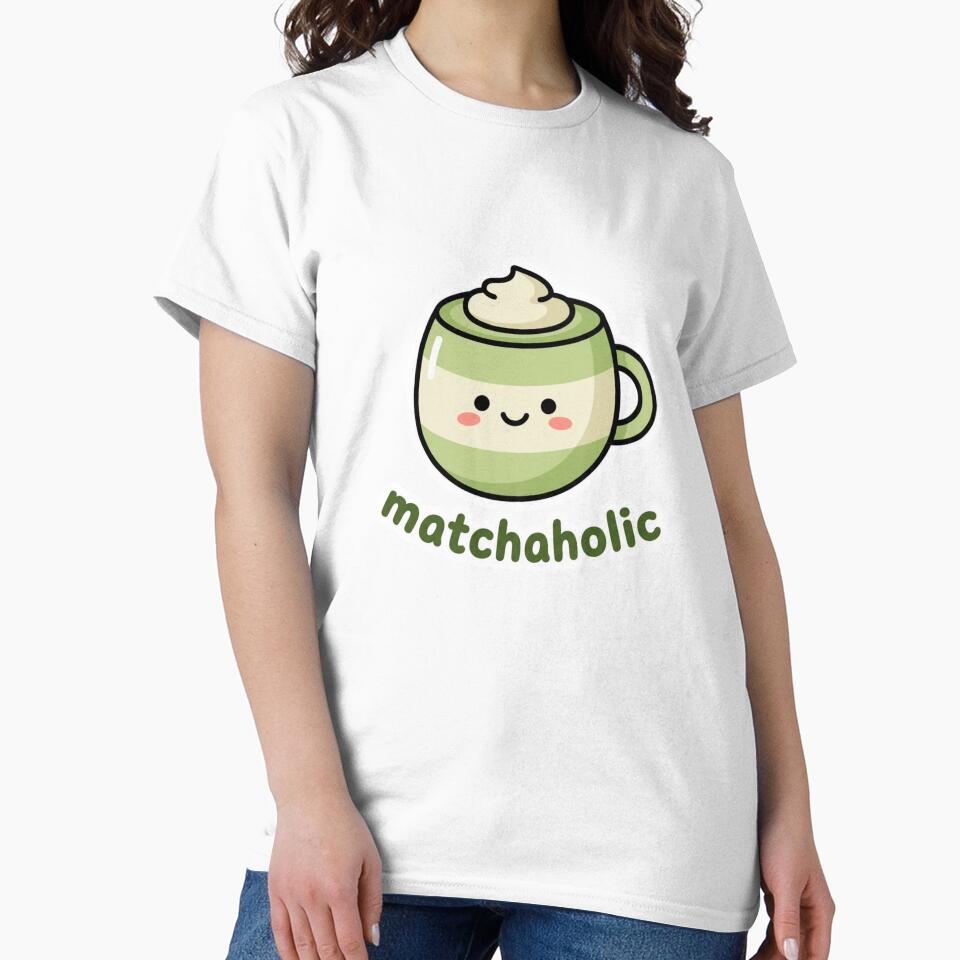 Matchaholic Cute Matcha Lover Illustration | Kawaii Green Tea Aesthetic Art by MuseAI