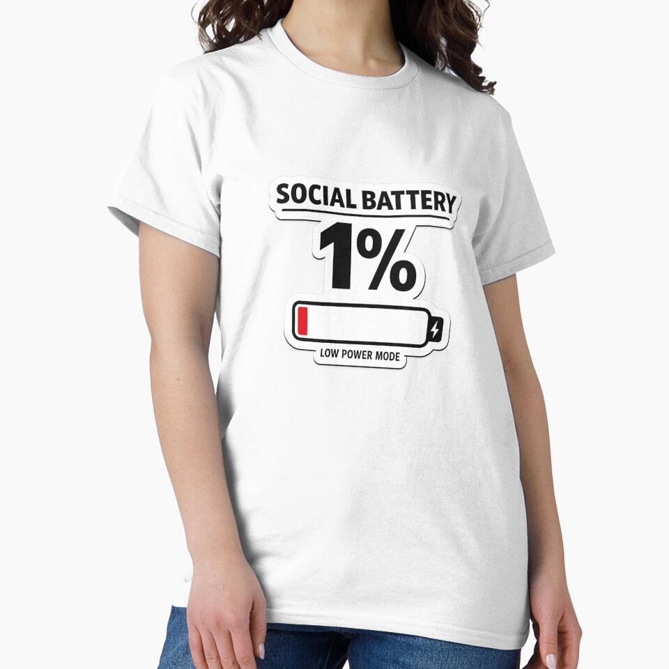Social Battery 1% Sticker | Introvert Meme Minimal Phone Battery UI by QuirkyCartel