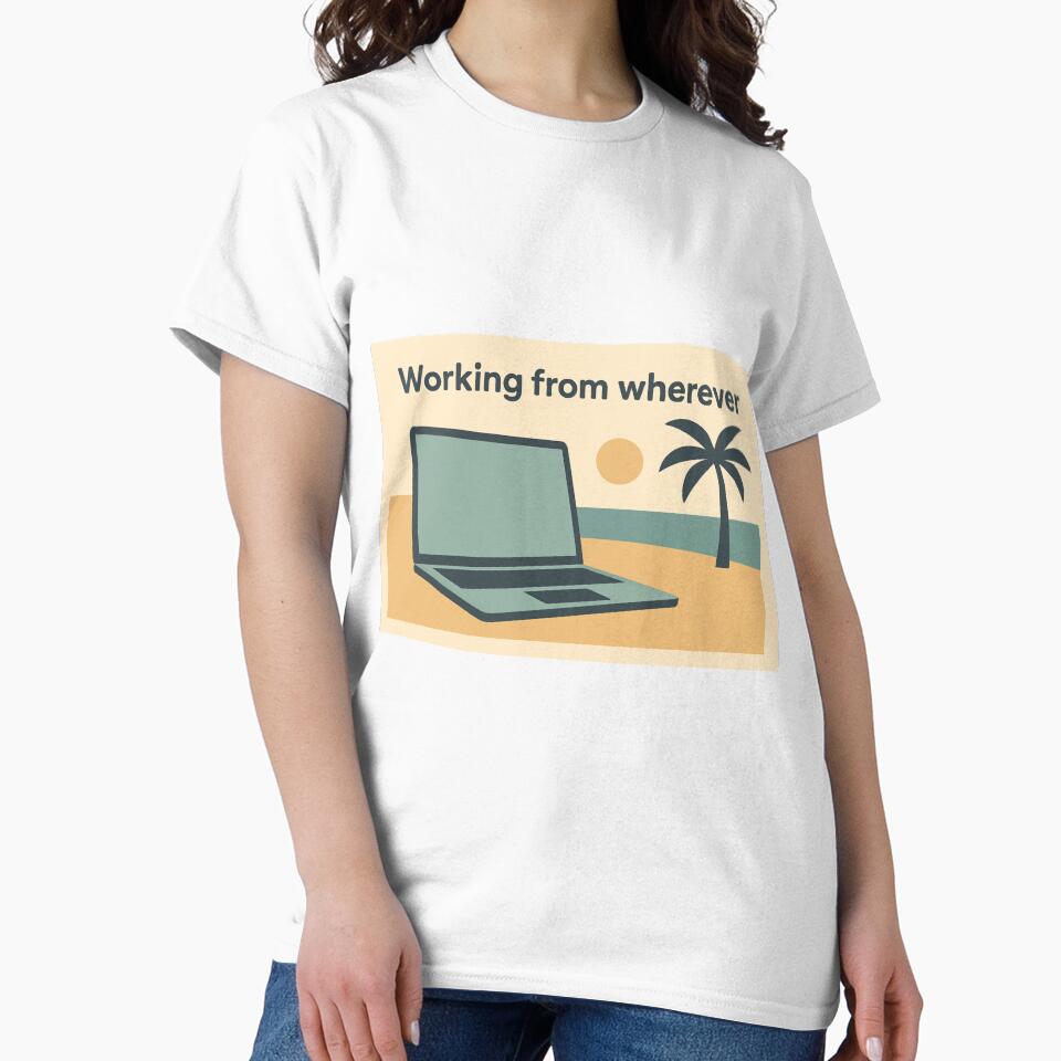 Laptop on Beach Postcard Style by Serge-Design