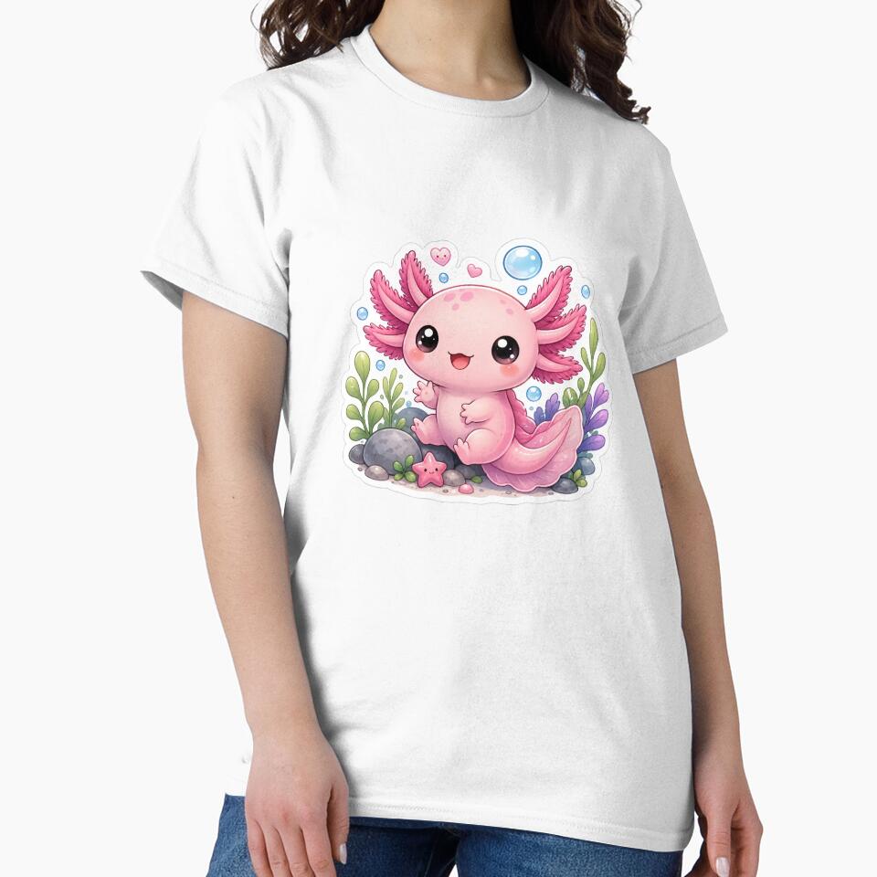 Cute Pink Axolotl Sticker by PixelMood Stickers