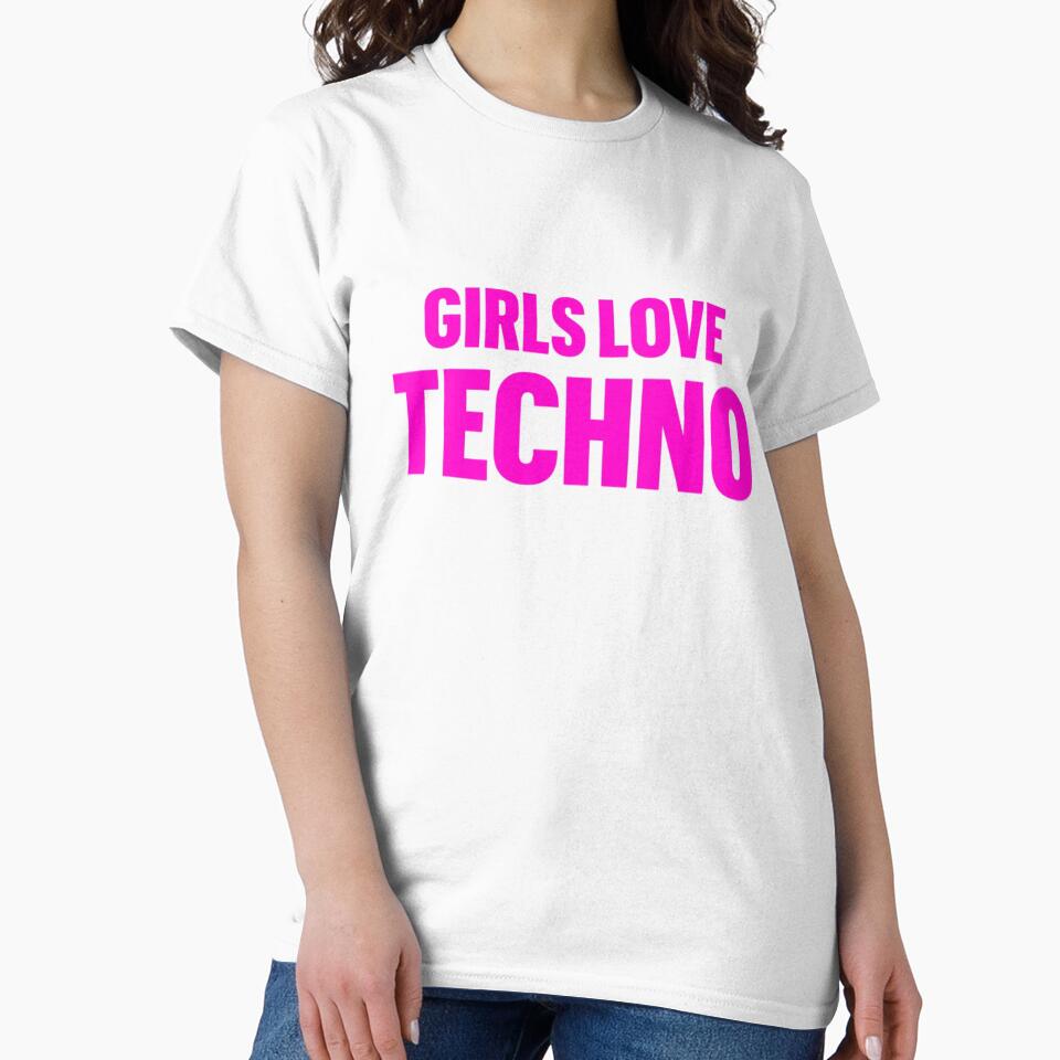 Girls Love Techno – Y2K Rave Baby Tee. Techno Lover Shirt by kitsandkitesyk2