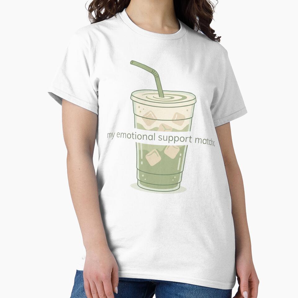 My Emotional Support Matcha Iced Latte Aesthetic Vector by The Cozy Chapter