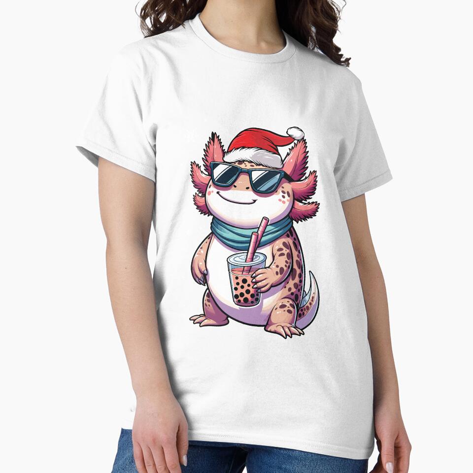 Funny Adorable Axolotl Drinking Boba Tea by Merchrise