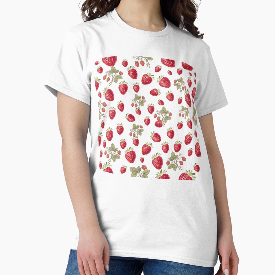 Vintage Strawberry Botanical Pattern – Hand-Drawn Red Berry Design by ArtfullyJua