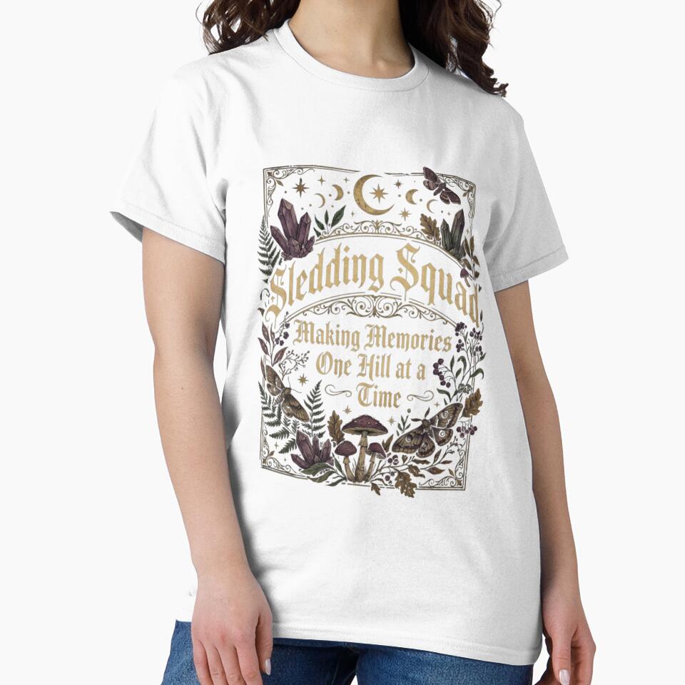 Sledding Squad Making Memories One Hill At A Time Whimsigoth Moon Moth Crystal Mushroom Fern Gothic by anass002