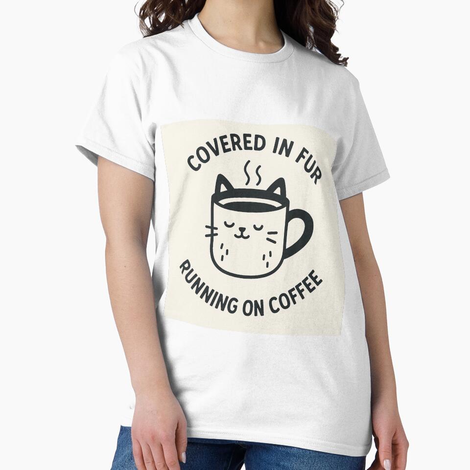 Covered in Fur, Running on Coffee – Vet & Cat Lover Minimalist Design by PrintMindedUK