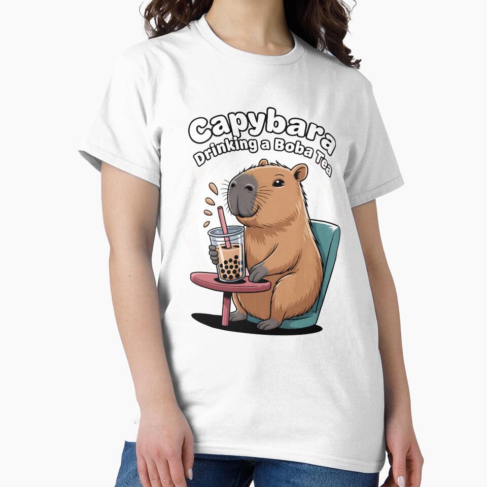 Cute Capybara Loves Drinking Bubble Tea by belladesign7