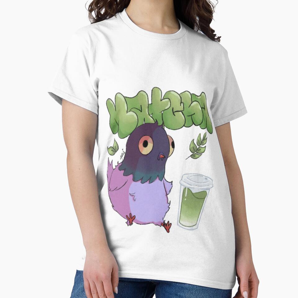 Cute Pigeon Drinking Matcha Green Tea by dreadoodle36