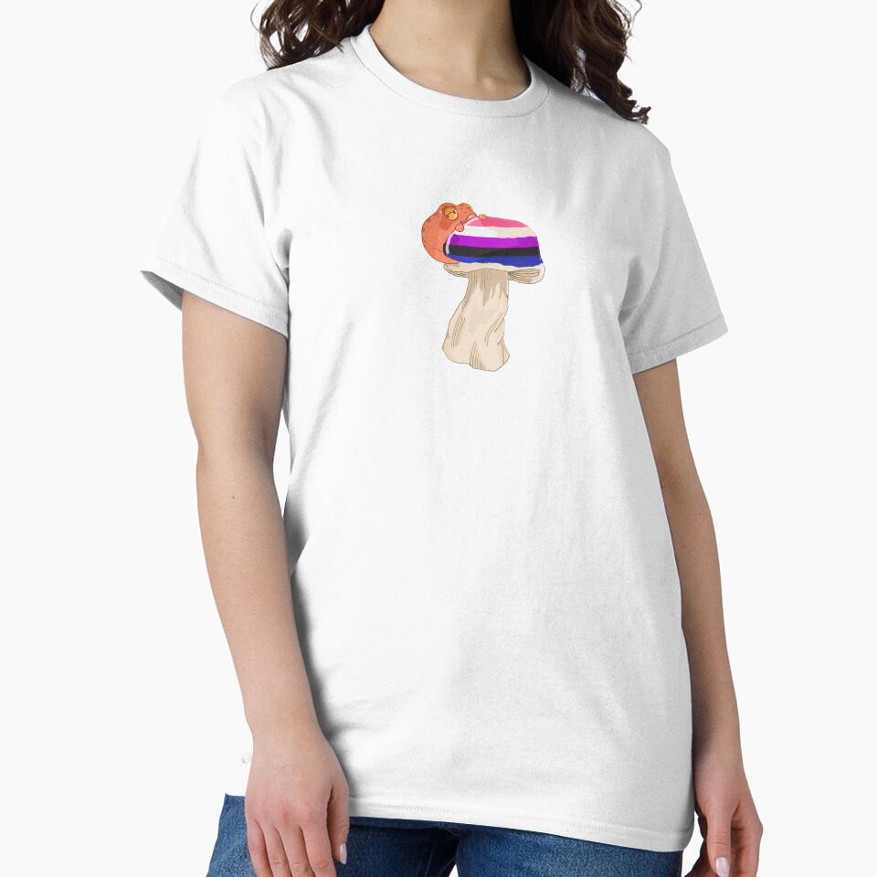 Genderfluid Pride Frog on a Mushroom by ghostscreations