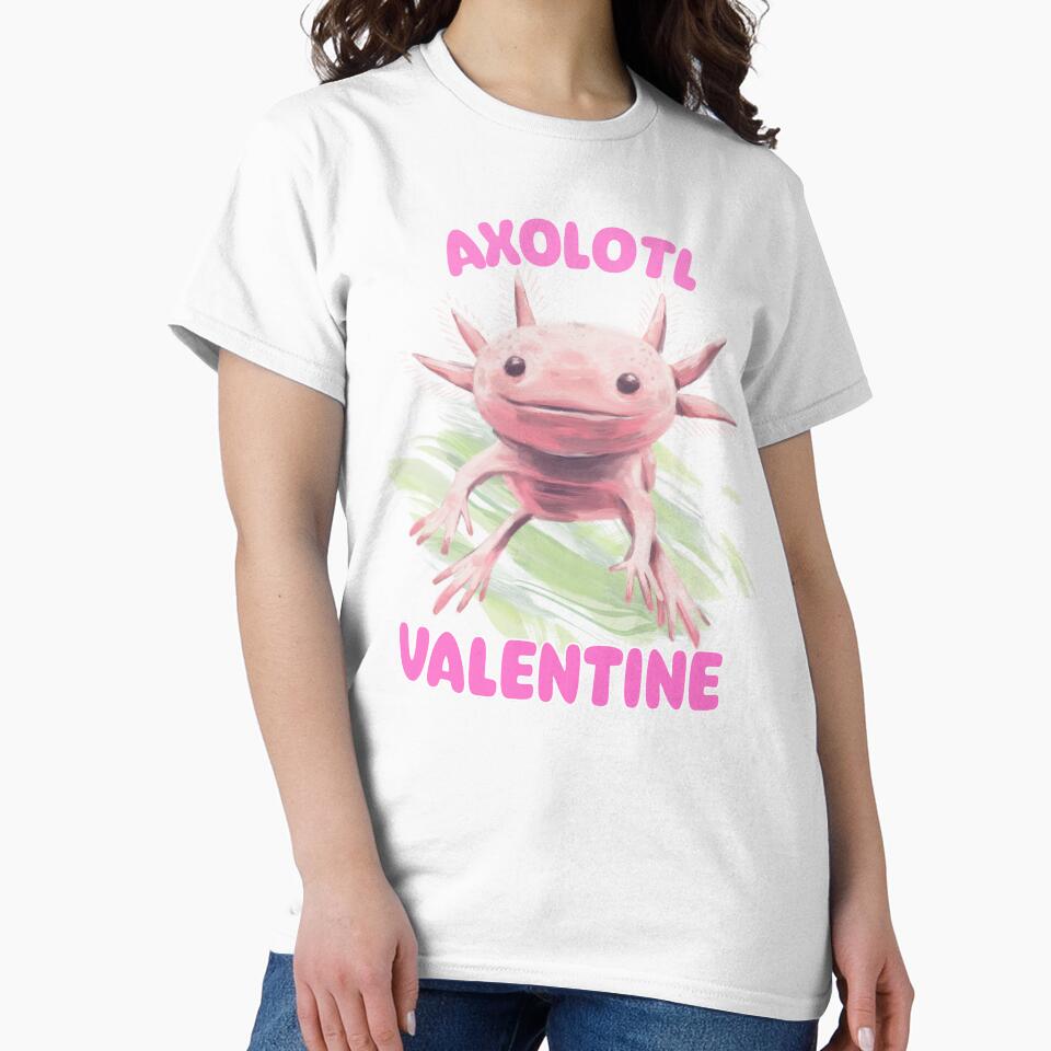 Axolotl Valentine - Whimsical Axolotl Valentine by Fede Prints