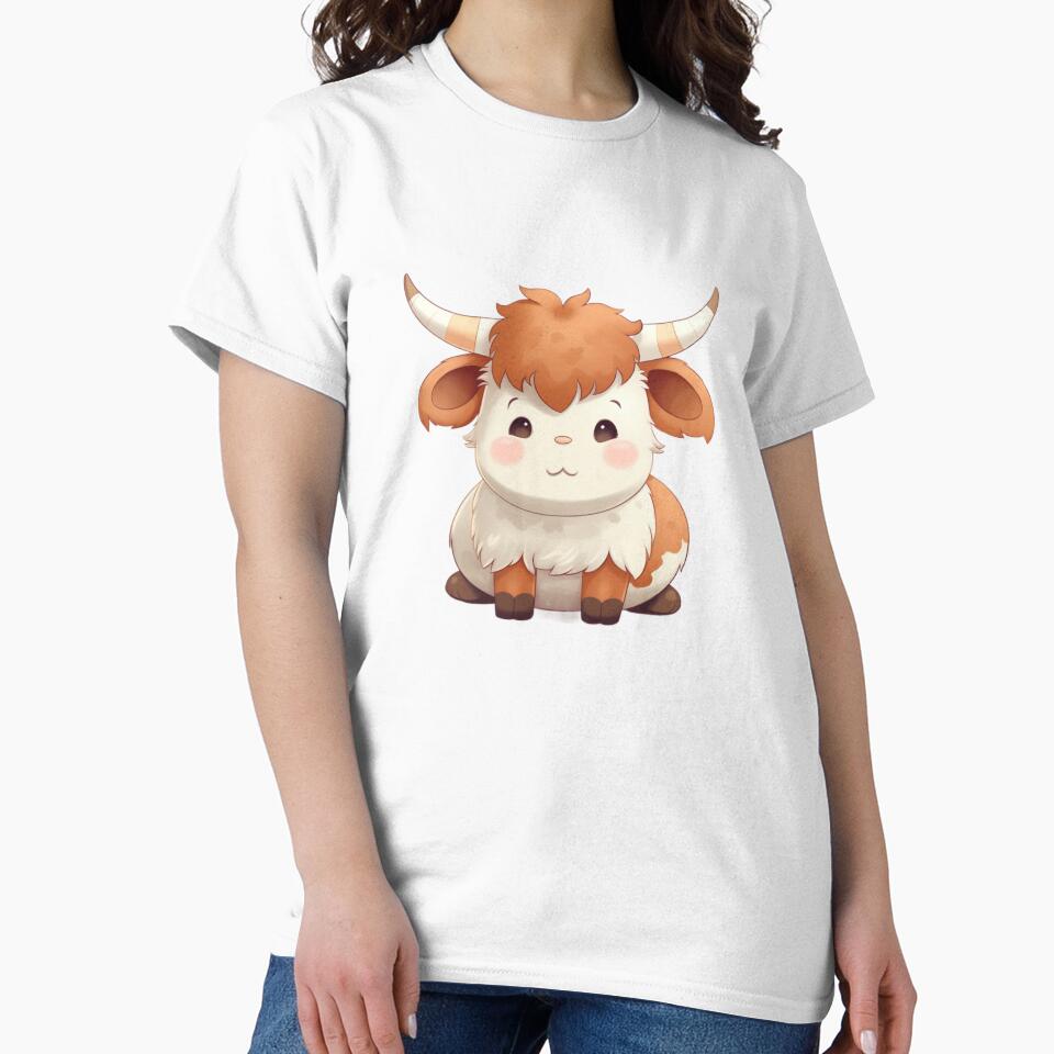 fluffy highland cow by vintageteahouse