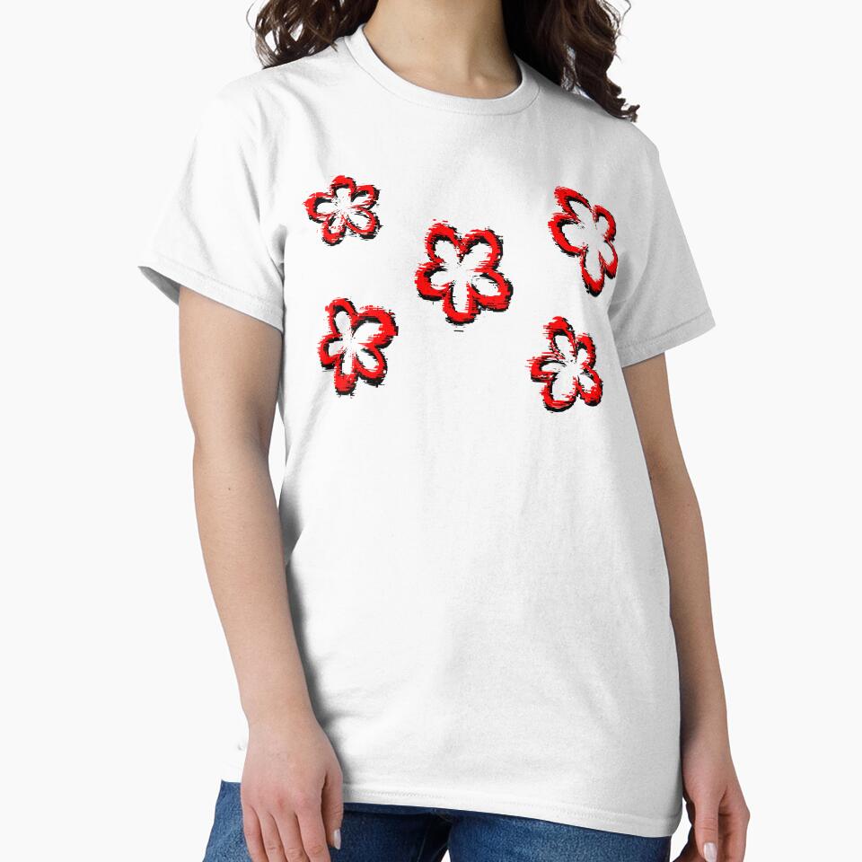 Funky Red Retro Glitch Flowers Sticker Pack by that5280lady