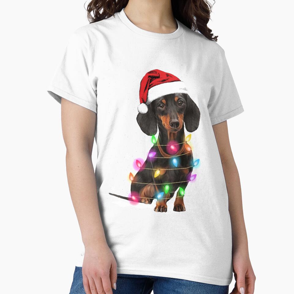 Dachshund Christmas Lights With Snow Sweater by DogsHearted
