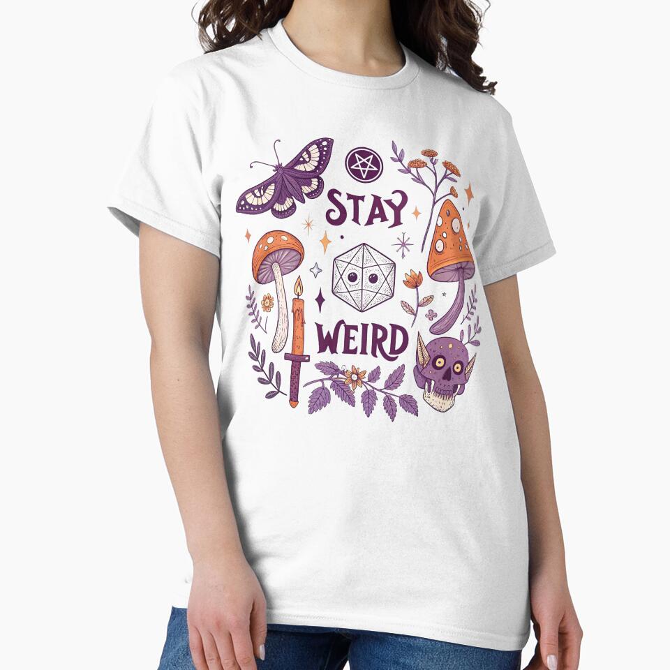 Stay Weird Gothic Moth and Mystical Mushroom by Nyx Creates