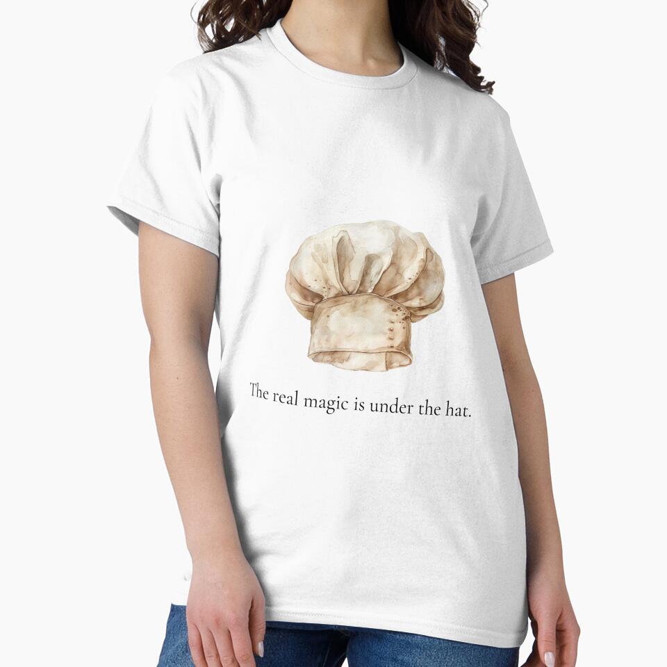 The Real Magic Is Under the Hat – Funny Chef Quote Sticker | Rustic Kitchen Art | Minimalist Baking Printable by Golden Crumb Studio